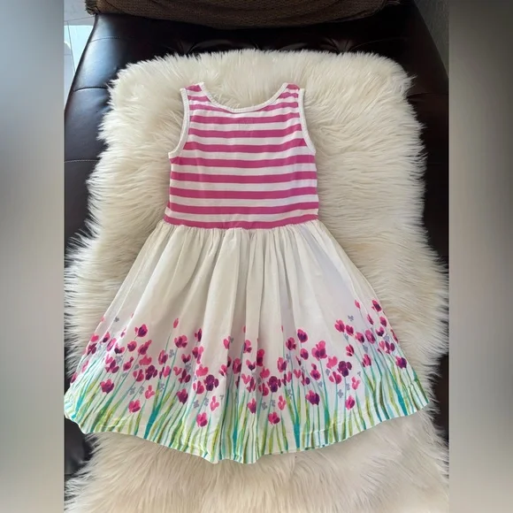 The Children's Place Pink & White Striped Bodice Floral Border Dress - Picture 5 of 8